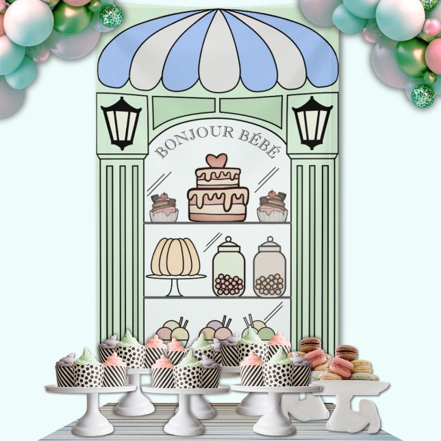 Baby shower garçon table de desserts fond Bannière (Boy Baby Shower sweet dessert table backdrop)