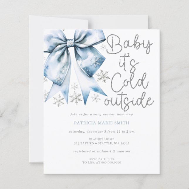 Baby Shower Garçon Thème Budget 'Il Fait Froid Deh (Devant)