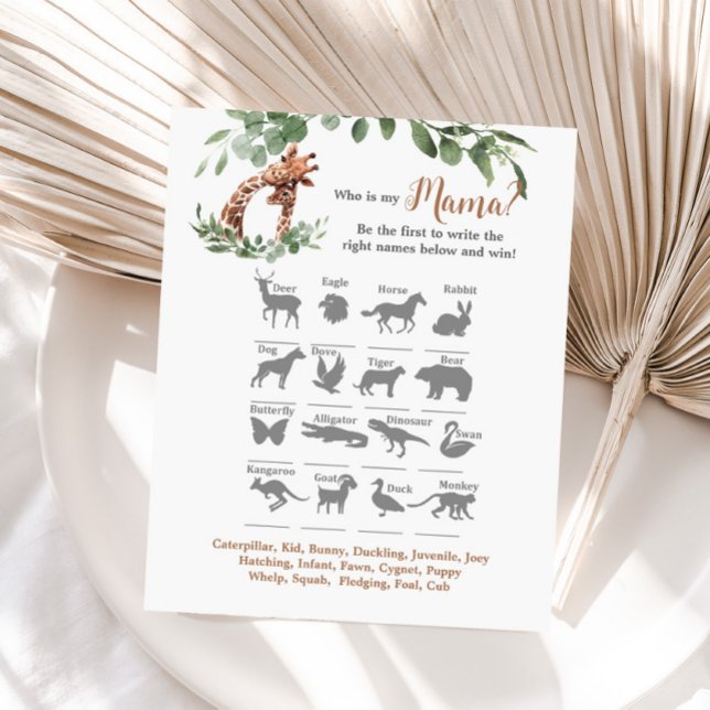 Baby shower girafe Qui est ma maman jeu (Créateur téléchargé)