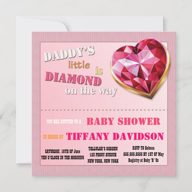 Baby shower GIRL Daddy's Little Diamond Invitation (Devant)