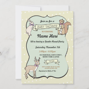baby shower Girl Deer Polka Dot Invitation