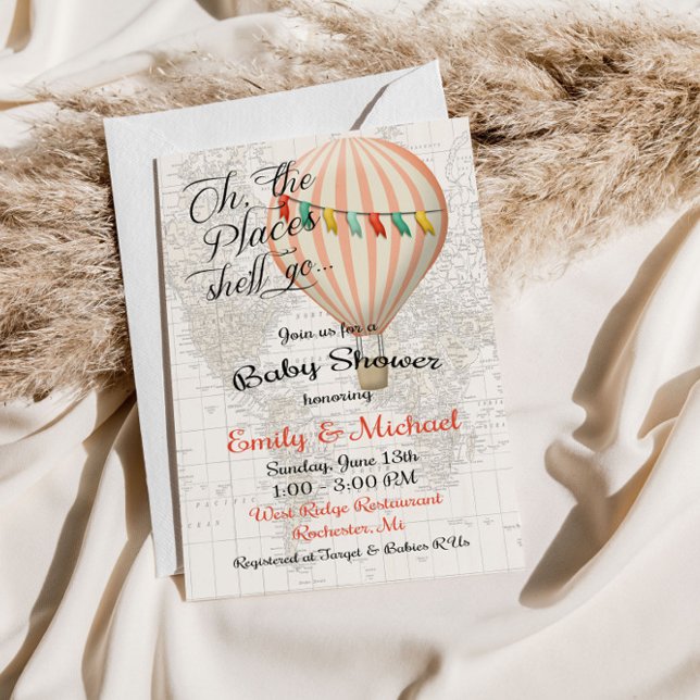 Baby shower Girl Hot Air Balloon Invitation (Créateur téléchargé)