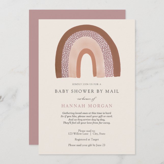 Baby shower Girl Rainbow par invitation par courri (Devant / Derrière)