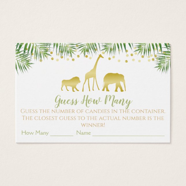 Baby shower Gold Safari Devine Combien De Carte De (Devant)