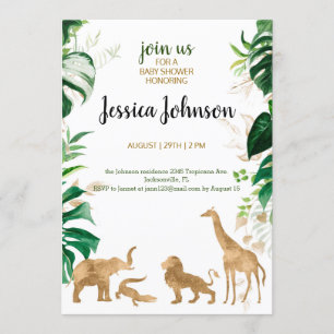 Baby shower Gold Safari Invitation