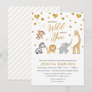 Baby shower Golden Safari Thème Invitation