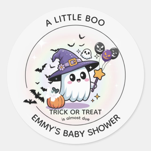 Baby shower Halloween Autocollant rond – Un petit  (Devant)
