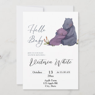 Baby shower Hippo Invitation