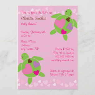 Baby shower Honu & Hearts Invitation - rose