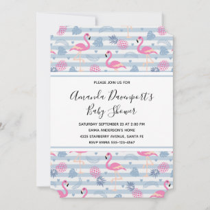 Baby Shower Invitation à motif flamant rose et ana