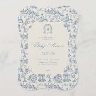 Baby Shower Invitation Antique Floral Toile
