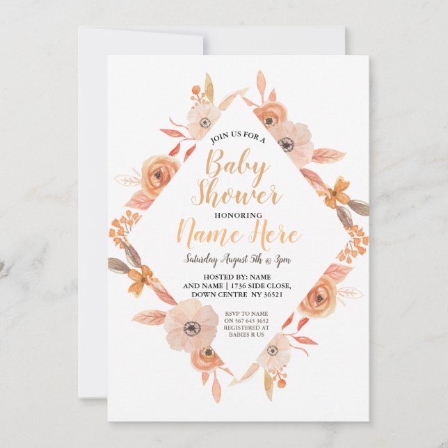 Baby shower Invitation Automne Automne Automne Aub (Devant)