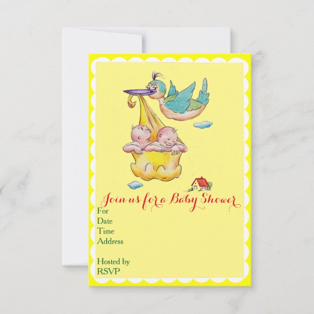 Baby shower invitation aux jumeaux (Devant)