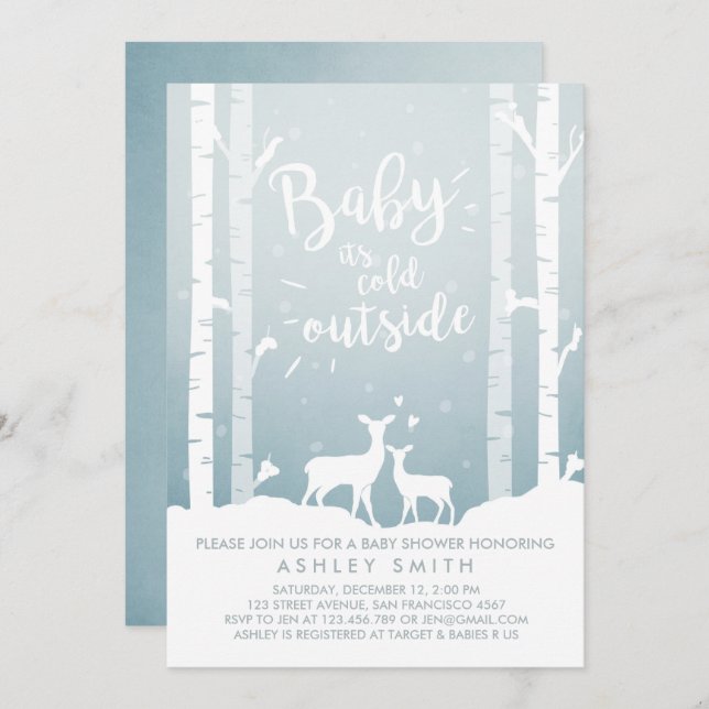 Baby shower invitation Baby il fait froid dehors C (Devant / Derrière)