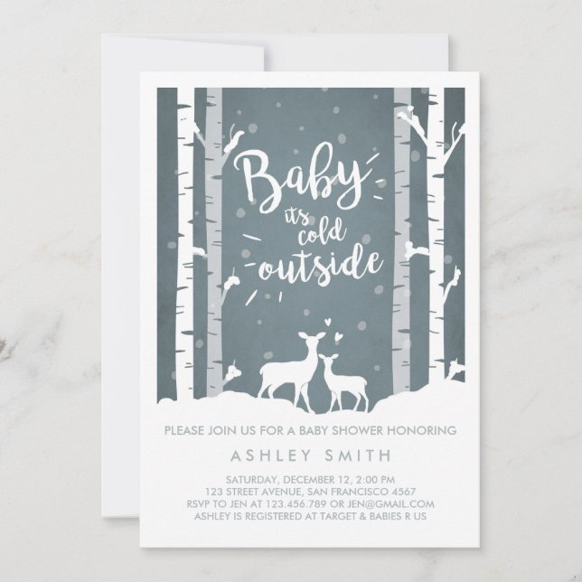 Baby shower invitation Baby il fait froid dehors C (Devant)