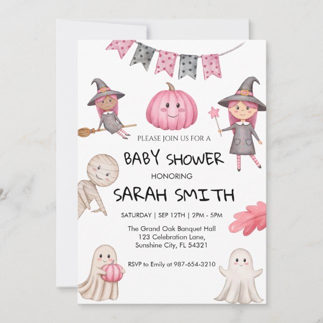Baby shower Invitation Baby shower Halloween Ghost (Devant)