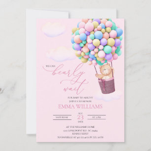 Baby shower Invitation Bear Boloons Bearly Wait!