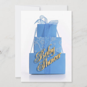 Baby shower invitation Boy Blue packages
