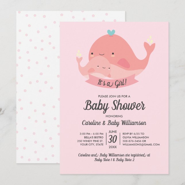 Baby shower Invitation C'est une fille mignonne ba (Devant / Derrière)