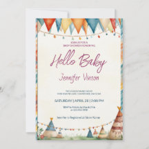 Baby shower Invitation Charme Teepees