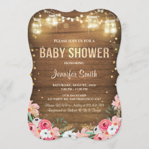 Baby shower invitation Coed Rustic Floral Garden