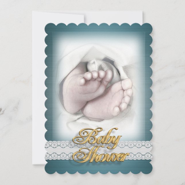 Baby shower invitation croquis pieds bébé (Devant)