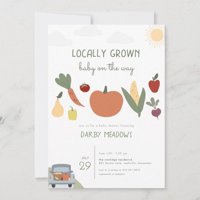 Baby shower Invitation cultivé localement (Devant)