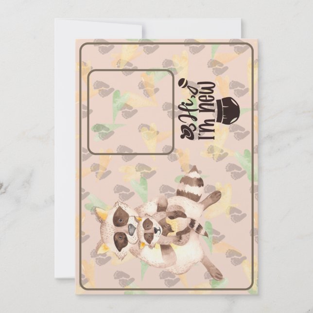 Baby Shower Invitation Custom Photo Raccoons Brown (Devant)