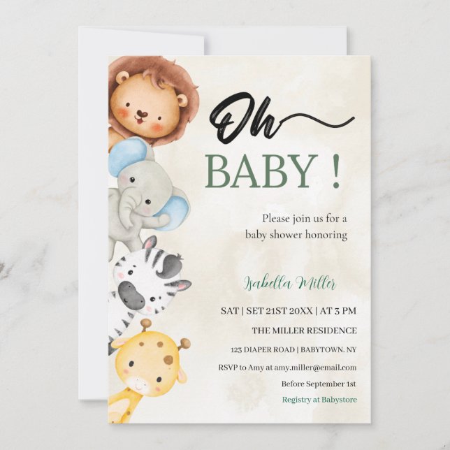 Baby Shower Invitation  –Customizable (Devant)