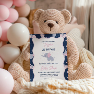 Baby shower Invitation Cute Baby Elephant Motif