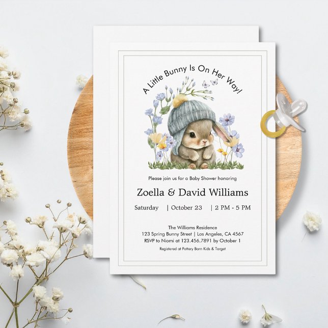 Baby Shower Invitation Cute Minimal Bunny (Baby Shower Invitation Cute Minimal Bunny 7)