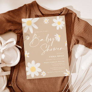Baby shower Invitation Daisy Beige