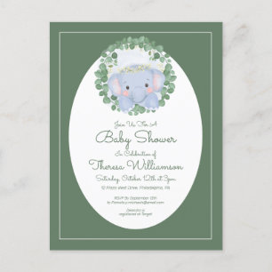 Baby Shower Invitation de carte postale éléphant