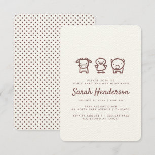 Baby shower Invitation de Doodles d'animaux de fer