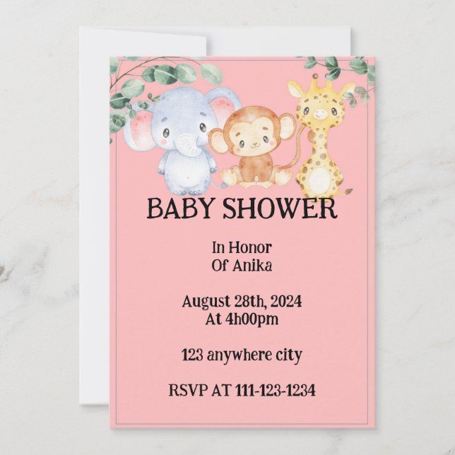 BABY SHOWER INVITATION DE FILLES (Devant)