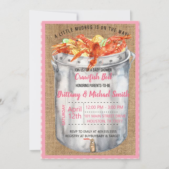Baby shower Invitation des couples de langoustes r (Devant)