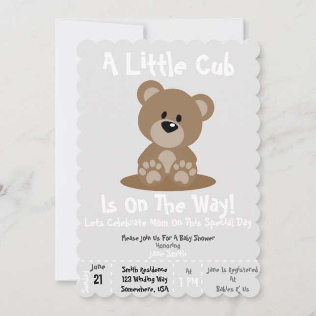 Baby shower Invitation d'un club ! (Devant)