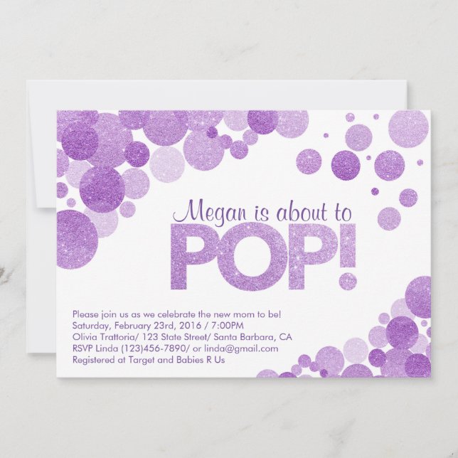 Baby shower Invitation Elle est sur le point de Po (Devant)