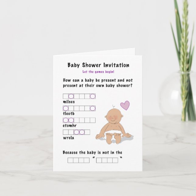 baby shower invitation et mot jumelage jeu (Devant)