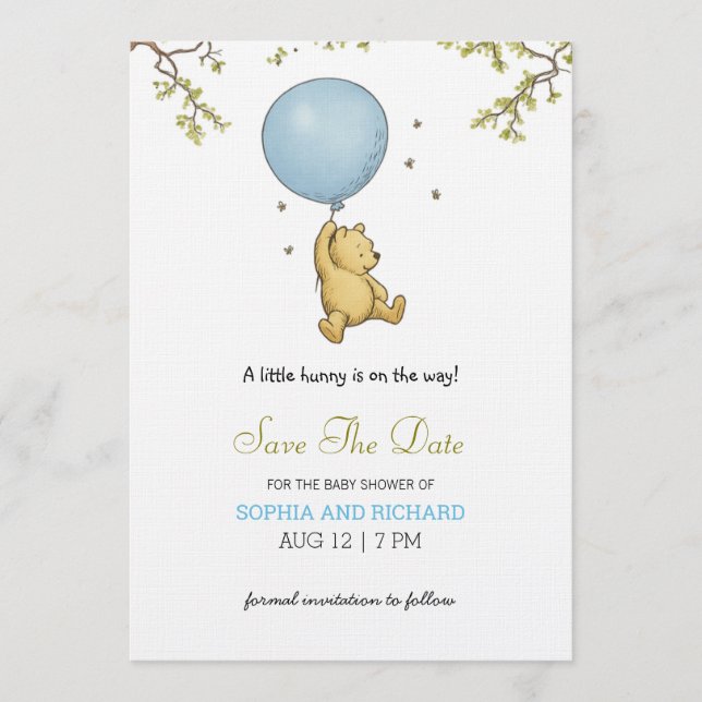 Baby shower invitation featuring a cute bear  (Devant)