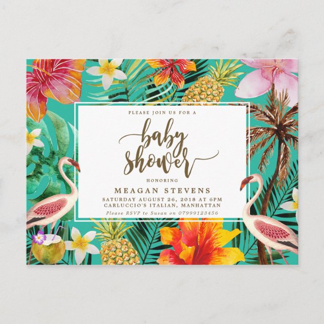 Baby shower invitation flamand tropical (Devant)