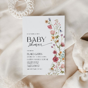 Baby shower Invitation Fleur sauvage aquarelle