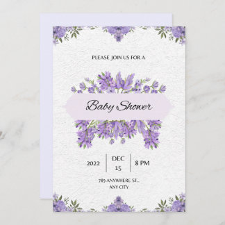 baby shower invitation fleurs violettes