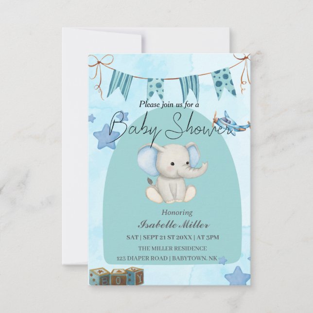 Baby Shower Invitation for Boy –Customizable (Devant)