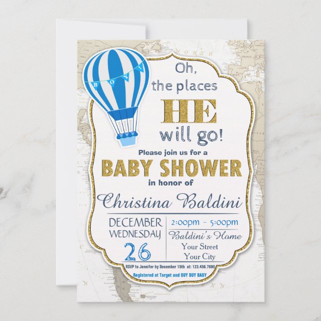Baby shower Invitation garçon (Devant)
