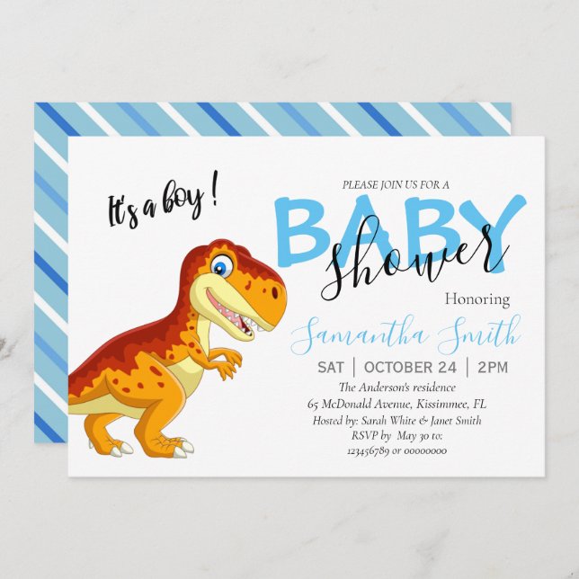 Baby shower invitation, garçon Invitation (Devant / Derrière)