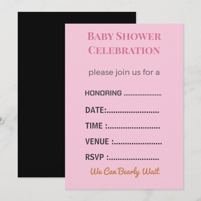Baby Shower Invitation Gender Reveal | Modern (Devant / Derrière)