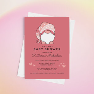 BABY SHOWER Invitation Gnome & Cœurs