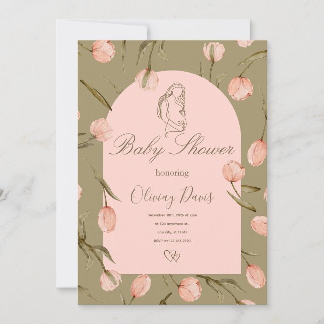 Baby Shower Invitation in Calming Nature Colors  (Devant)