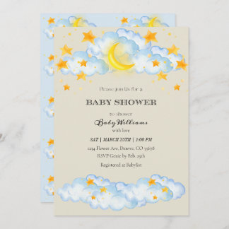 Baby shower Invitation Lune et Stars Thème